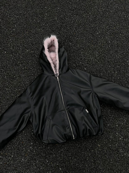 National Trend American Retro PU Padded Cotton Thickened Fur Collar Hooded Cotton Jacket Men's Winter Loose Versatile Cotton Coat