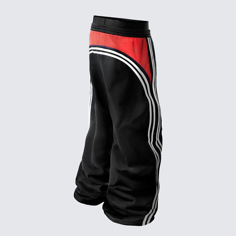 2025Three Stripes American Style Sweatpants Spring Autumn Sports High Street Wide Leg Long Pants Casual Trousers Trendy Versatile
