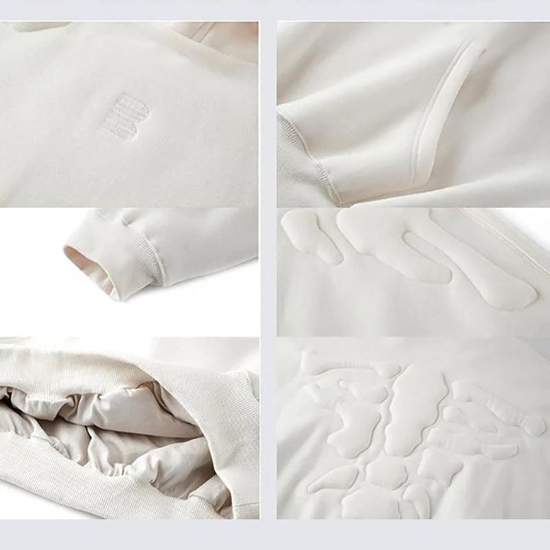 GUOWEAR Skeleton 3D Embroidery Hooded Sweatshirt American High Street Jacket Autumn Couple Hoodie Unisex Streetwear