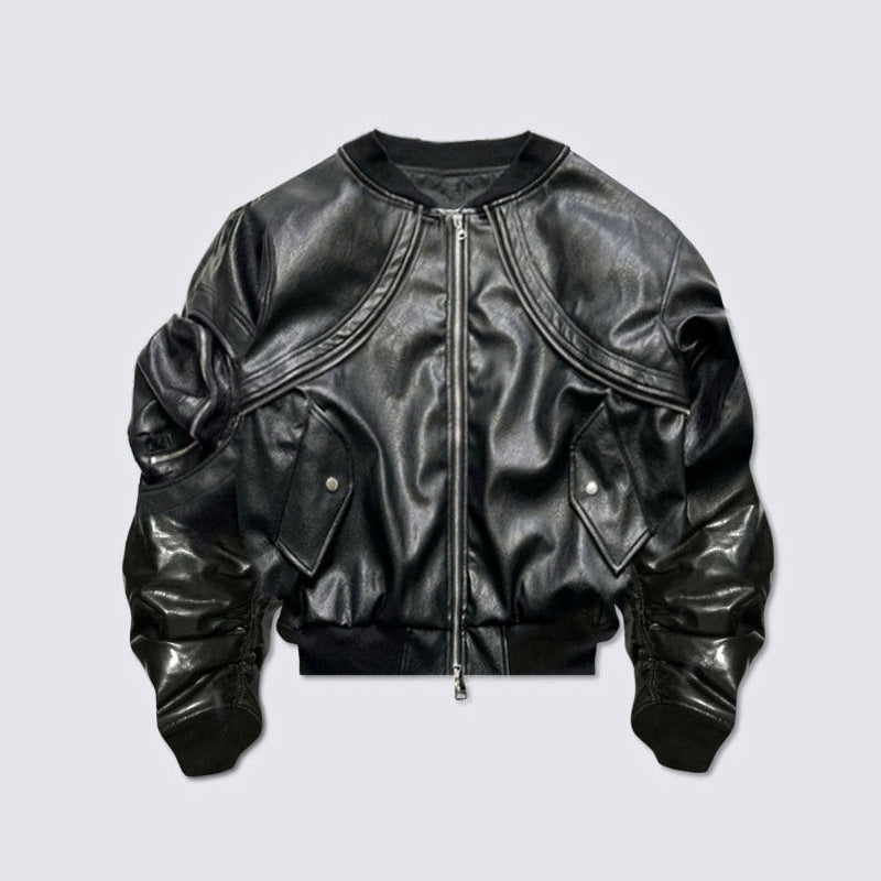 Heavy-duty Retro Designer Leather Flight Jacket Men's Street Trend Loose Jacket Workwear Windproof