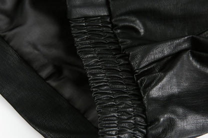 European and American Heavy Embroidery Lapel Loose Short Zipper Leather Jacket Coat