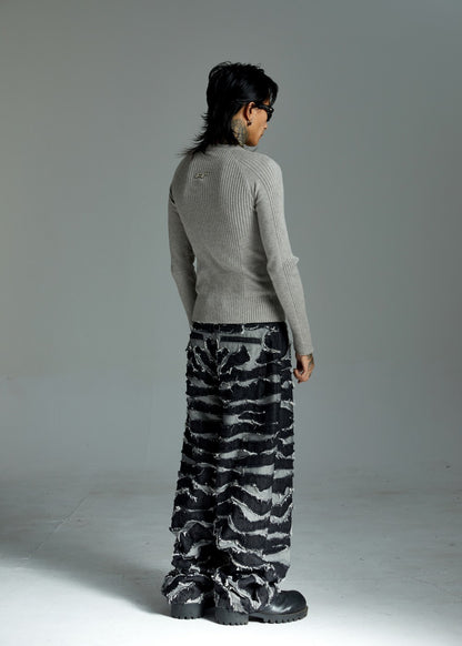 2025Autumn New Heavy Craft Patchwork Zebra Pattern European and American Trendy Brand Loose Jeans