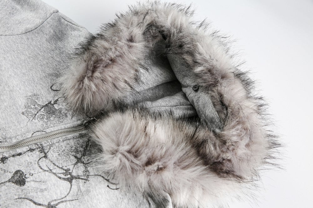 European and American Style Autumn Winter Fleece Hat Sweatshirt Hip Hop Printed Pattern Pullover Hoodie Street Fashion y2k Coat