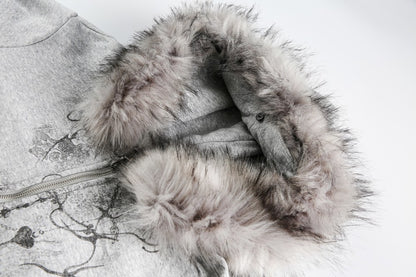 European and American Style Autumn Winter Fleece Hat Sweatshirt Hip Hop Printed Pattern Pullover Hoodie Street Fashion y2k Coat