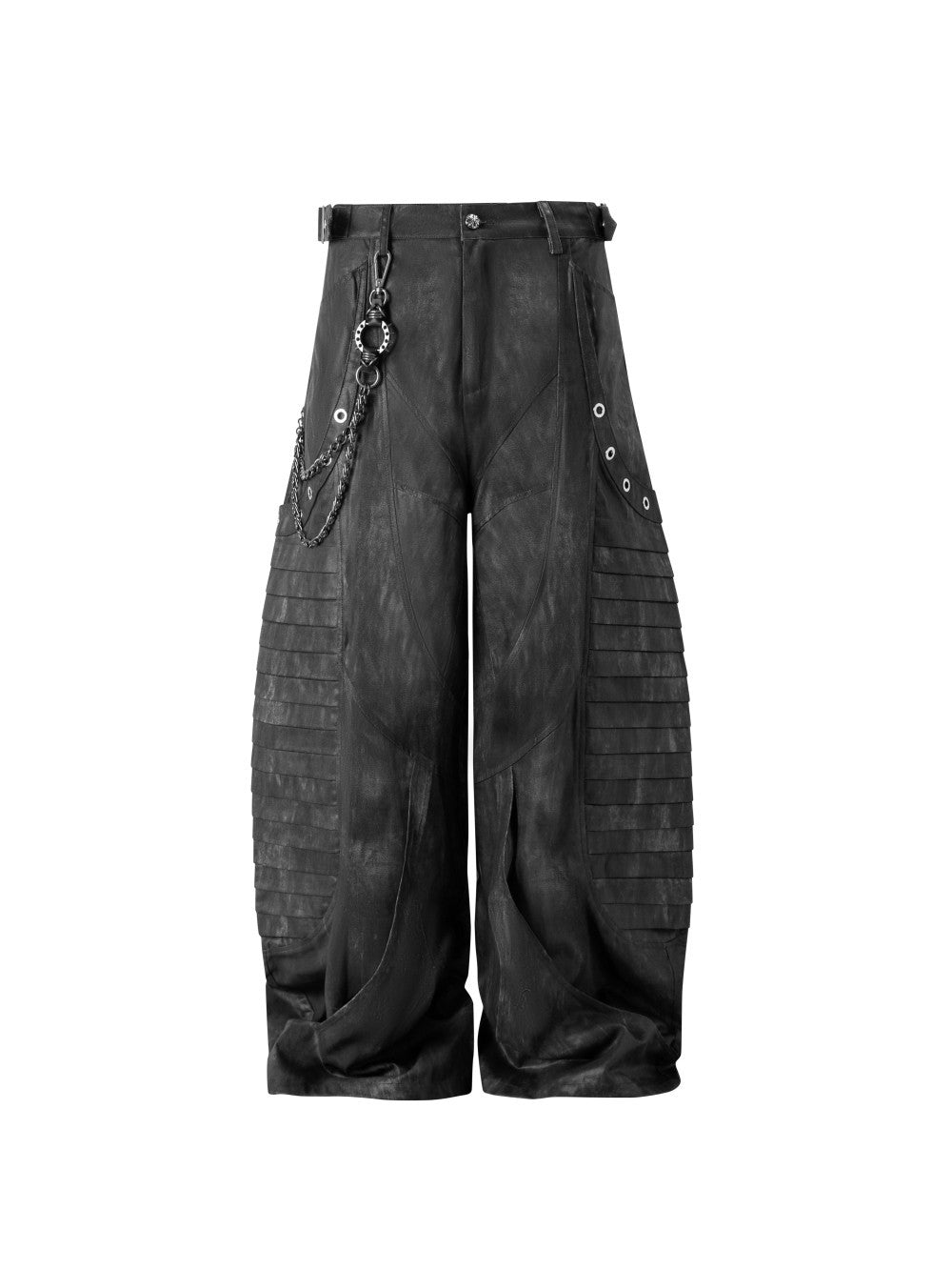 Dark Heavy Industry Structure Double Layer Structure Spliced Wide Leg Loose Frayed Tassel Distressed Jeans