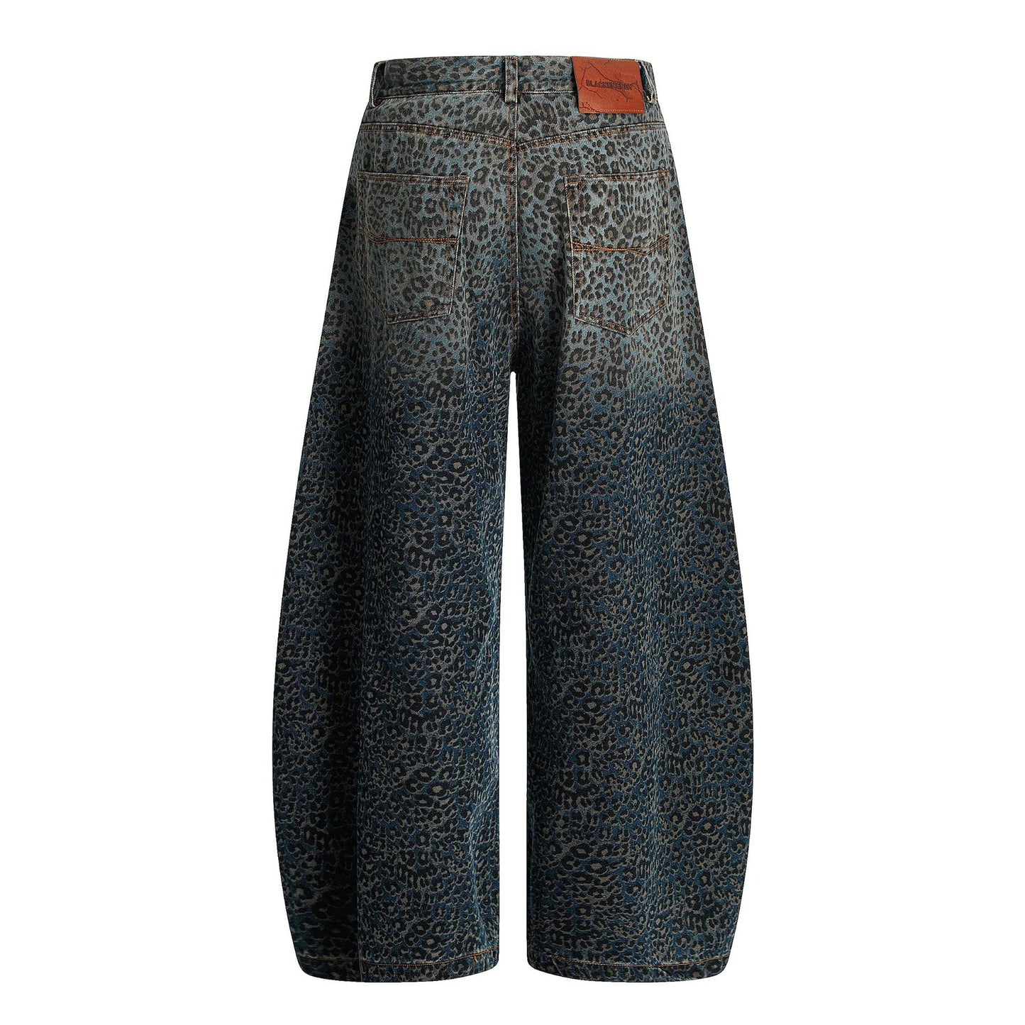Fashion Brand2025Autumn New European and American High Street Leopard Print Scimitar Jeans RO Trendy Wide-Leg Pants