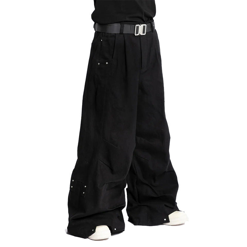 Vintage Brand Retro Workwear Wide-Leg Pants Street Loose Casual Pants European and American Style Versatile Draped Long Pants with Unique Zipper Design