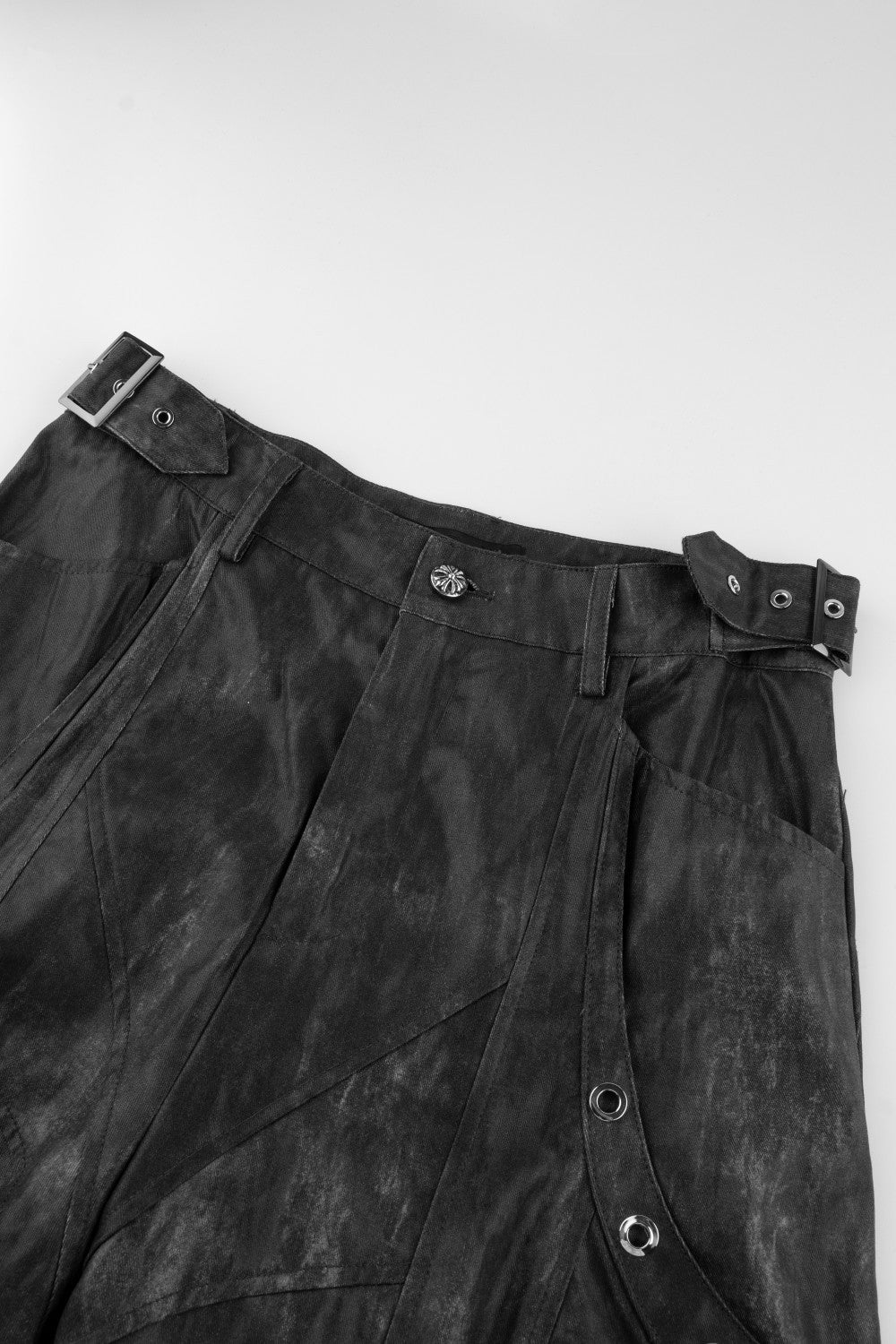 Dark Heavy Industry Structure Double Layer Structure Spliced Wide Leg Loose Frayed Tassel Distressed Jeans