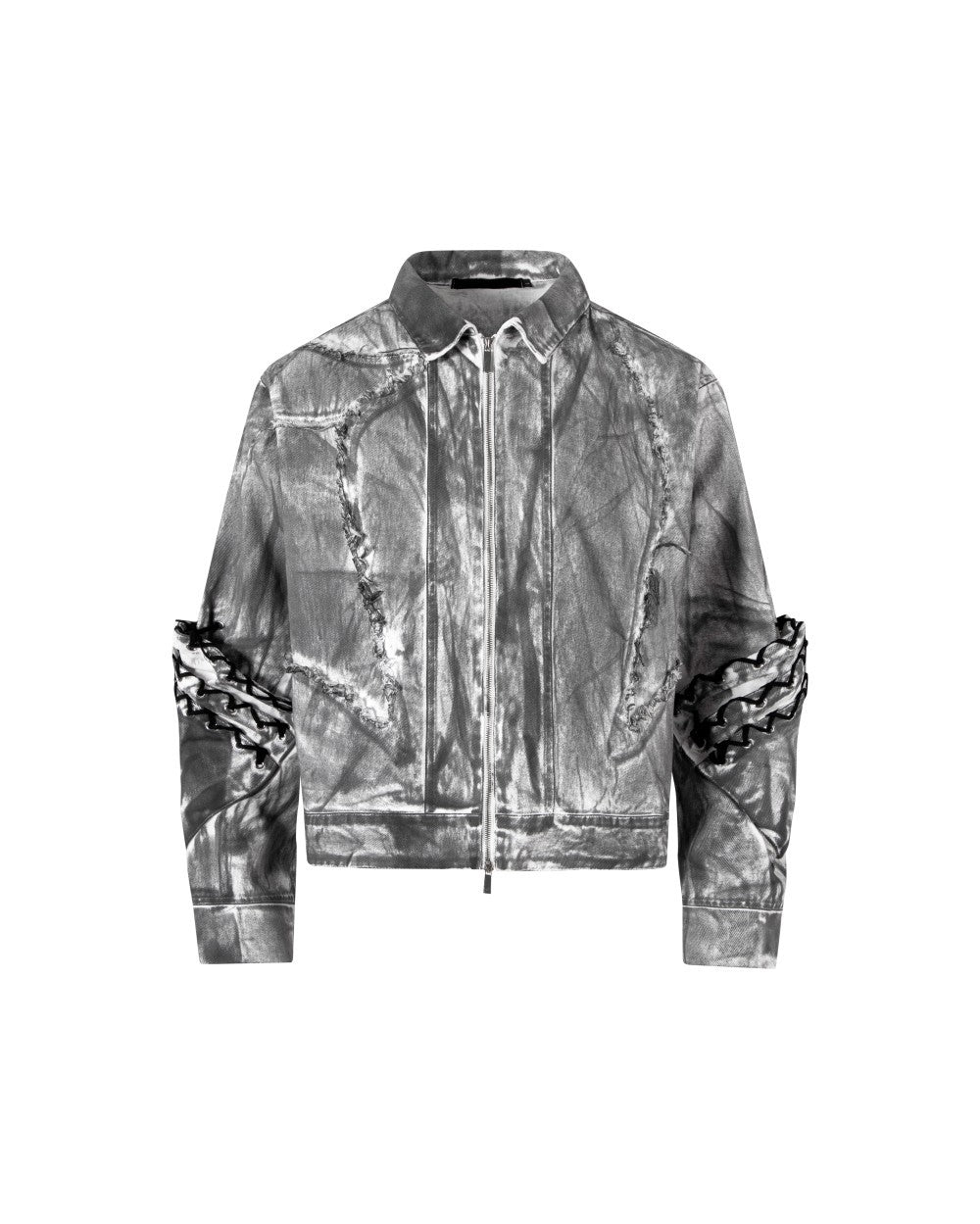 2025Autumn American High Street Heavy Craft Hand-painted Denim Jacket for Men and Women Retro Street Distressed Washed Jeans