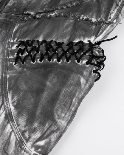 2025Autumn American High Street Heavy Craft Hand-painted Denim Jacket for Men and Women Retro Street Distressed Washed Jeans