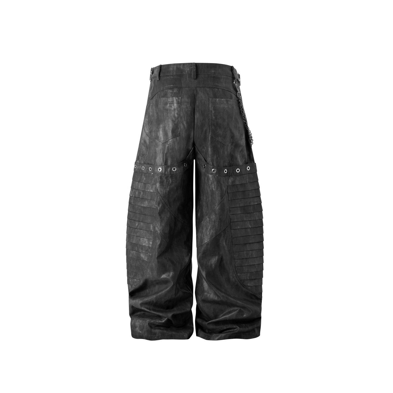 Dark Heavy Industry Structure Double Layer Structure Spliced Wide Leg Loose Frayed Tassel Distressed Jeans