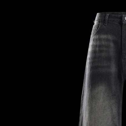 High Waist Loose Straight Jeans for Women Vintage Washed Design Autumn Winter New Casual Pants Distressed Slightly Stretchy