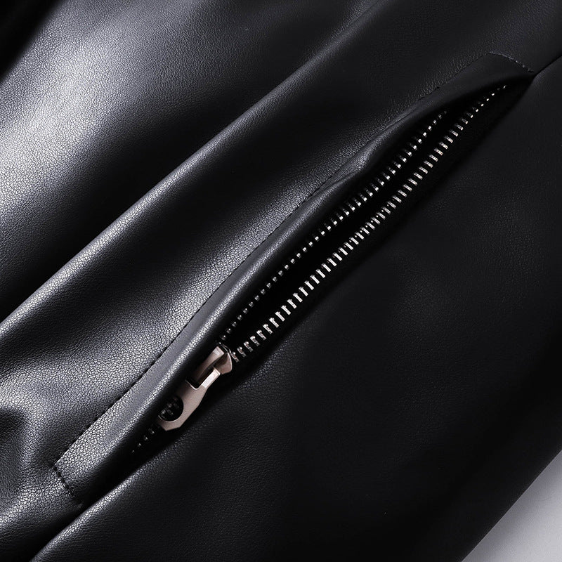 American fashion brand2025New Oversized Men's Hooded Flight Leather Jacket Trendy Street Retro