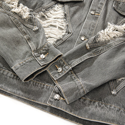 European and American High Street Fashion Trendy Brand Workwear Denim Jacket for Men2024Spring and Autumn Plus Size High-End Stylish Cool Jacket