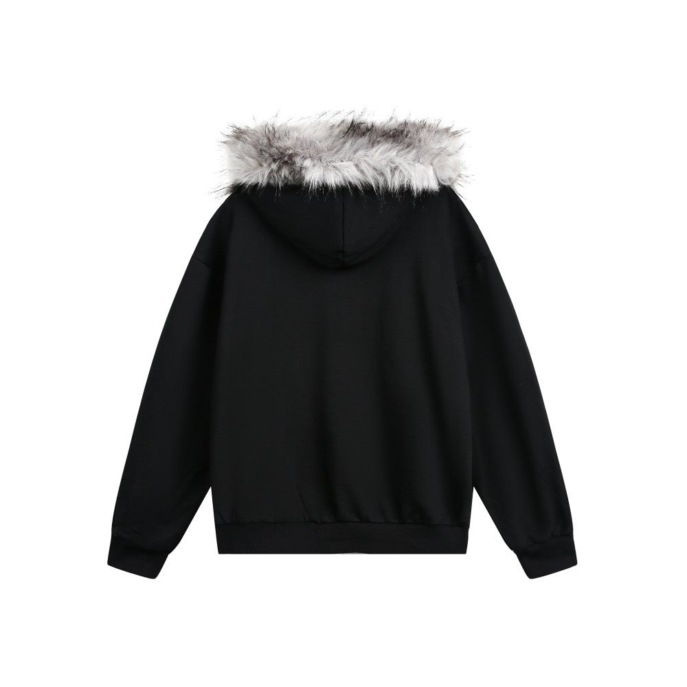 European and American Style Autumn Winter Fleece Hat Sweatshirt Hip Hop Printed Pattern Pullover Hoodie Street Fashion y2k Coat