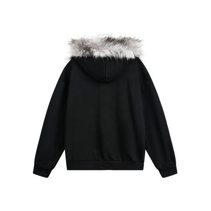 European and American Style Autumn Winter Fleece Hat Sweatshirt Hip Hop Printed Pattern Pullover Hoodie Street Fashion y2k Coat