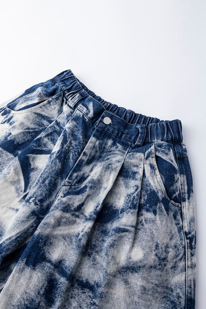 Summer Thin Jacquard Cool Comfortable Fabric Five-Point Denim Shorts Men's Trendy New Wide-Leg Straight Mid-Length Shorts