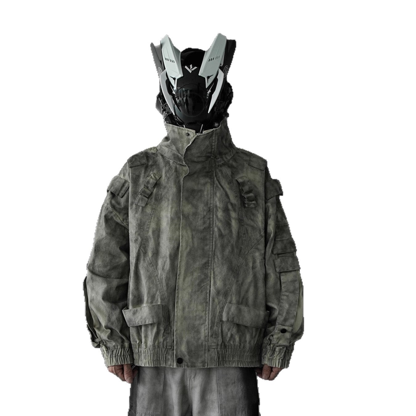 Japanese Trend Workwear Jacket for Men, Spring and Autumn Fashion, Loose Stand Collar Motorcycle Leather Jacket, Cool and Casual Versatile Jacket