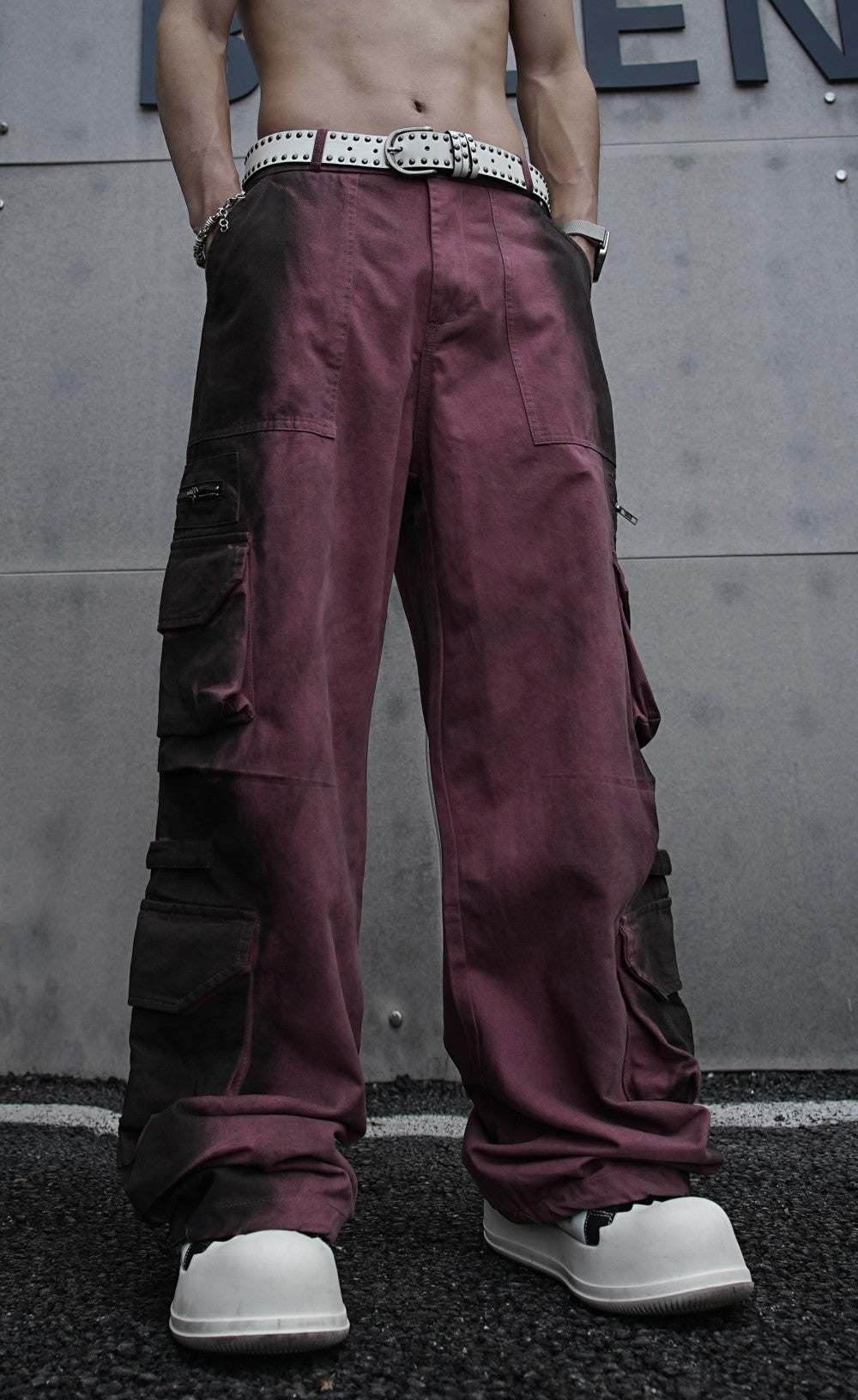 American Retro Wasteland Washed Vintage Multi-Pocket Cargo Pants Unisex Trendy Loose Straight Wide-Leg Casual Long Pants