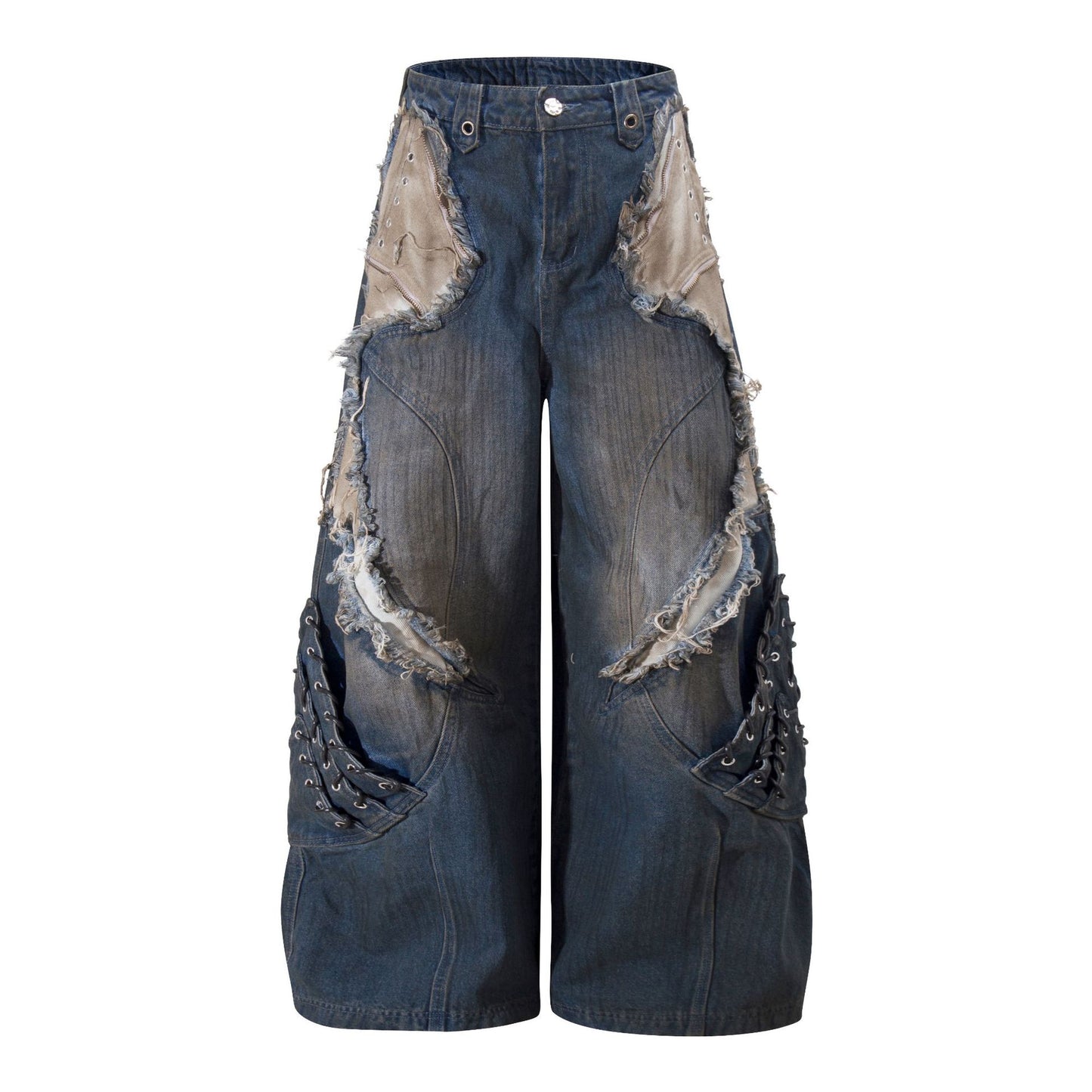 High-quality American streetwear super heavy-duty brushed and washed buffalo jeans