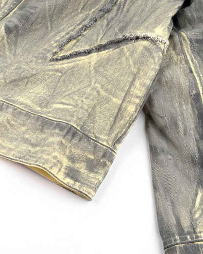 2025Autumn American High Street Heavy Craft Hand-painted Denim Jacket for Men and Women Retro Street Distressed Washed Jeans