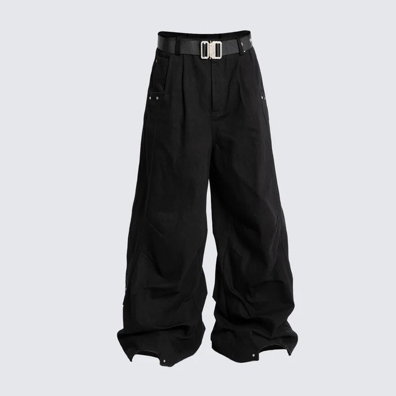 Vintage Brand Retro Workwear Wide-Leg Pants Street Loose Casual Pants European and American Style Versatile Draped Long Pants with Unique Zipper Design