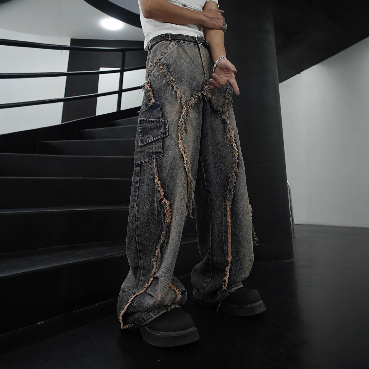 Star Design Sense Niche American Retro Jeans for Men ins Fashion Brand European and American High Street Pants Trendy Versatile Long Pants