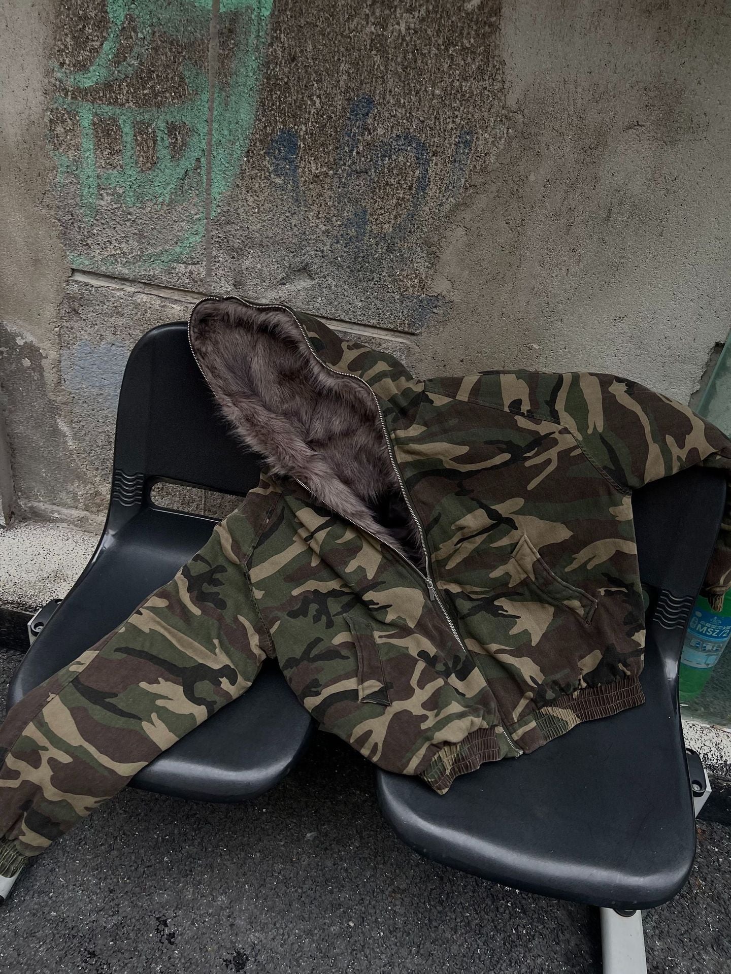 Zuoshandiao National Era Camouflage American Style Hooded Retro Thickened Cotton Jacket for Men and Women Workwear Cotton Coat