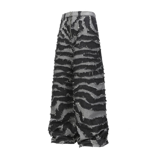 2025Autumn New Heavy Craft Patchwork Zebra Pattern European and American Trendy Brand Loose Jeans