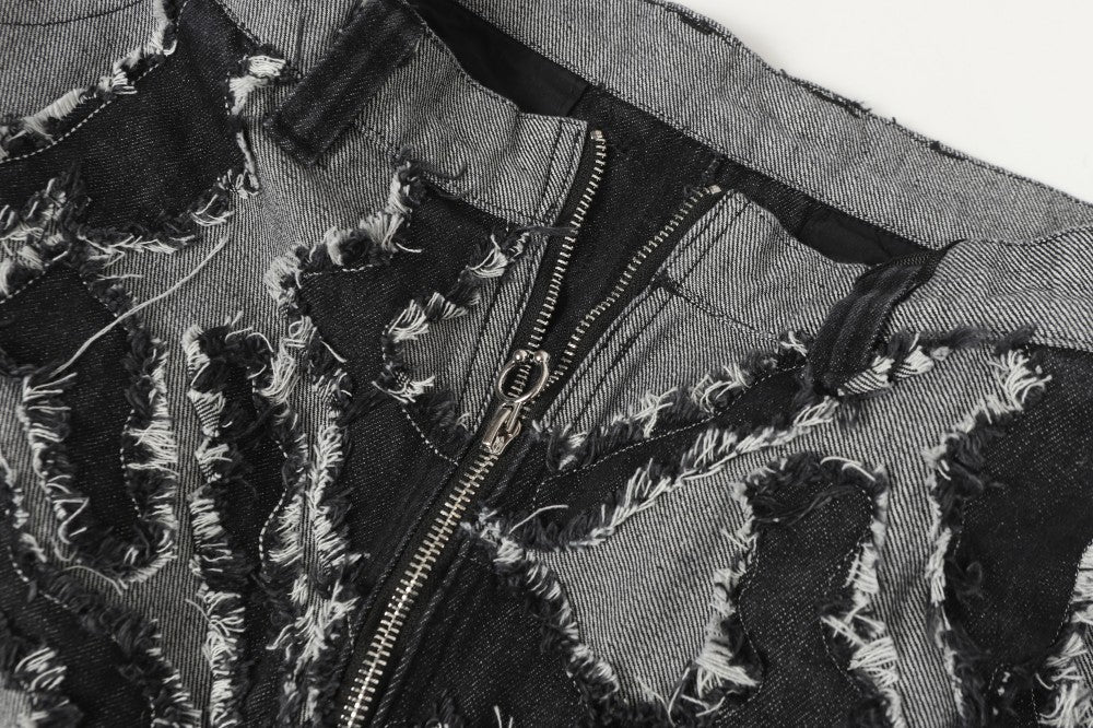 2025Autumn New Heavy Craft Patchwork Zebra Pattern European and American Trendy Brand Loose Jeans