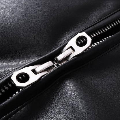 American fashion brand2025New Oversized Men's Hooded Flight Leather Jacket Trendy Street Retro