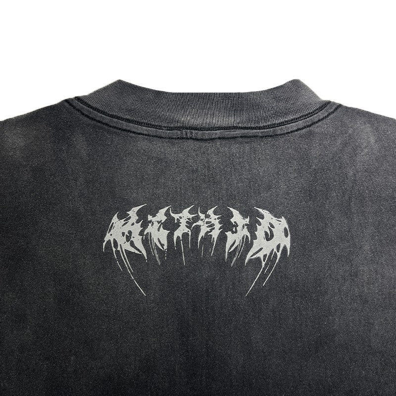 “Trendy Brand Heavy American Street Style Retro Distressed Letter Print Long Sleeve T Shirt Men's Loose Fit oversize