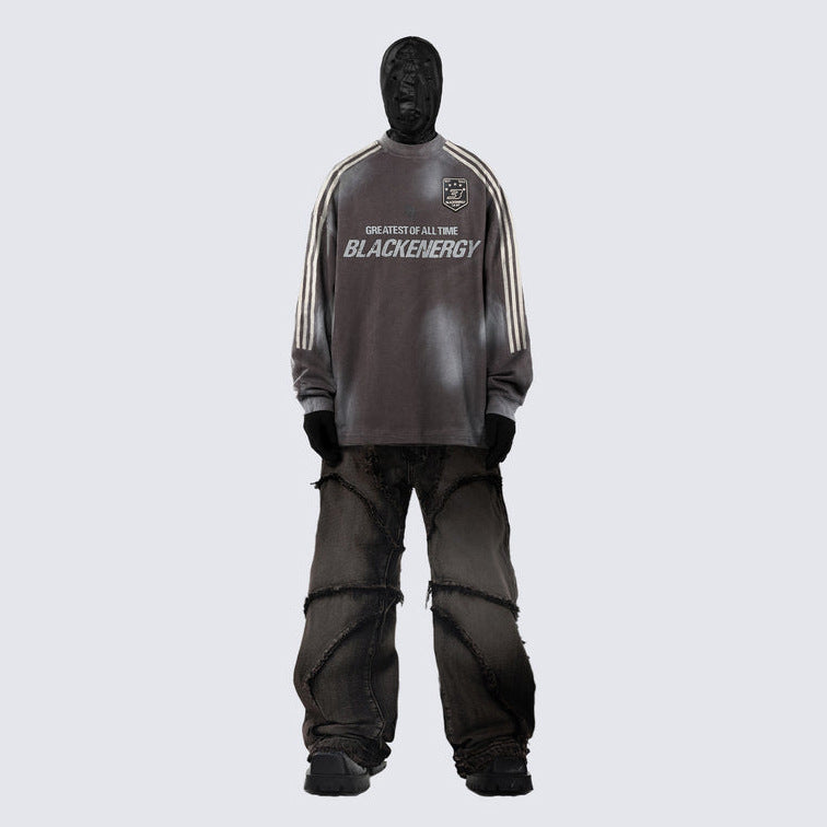 Street Fashion Retro Jeans with Distressed Edges, Straight-Leg Unisex Jeans, Stylish and Slimming