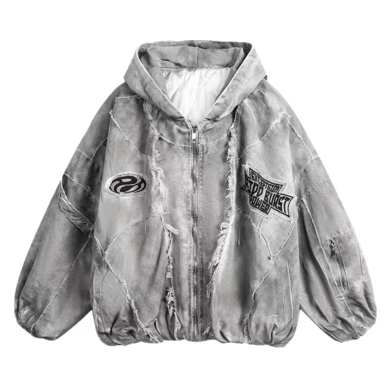 GUO WEAR Wasteland Style National Trend Mottled Vintage Workwear Jacket for Men and Women Winter Cotton Coat Casual Versatile