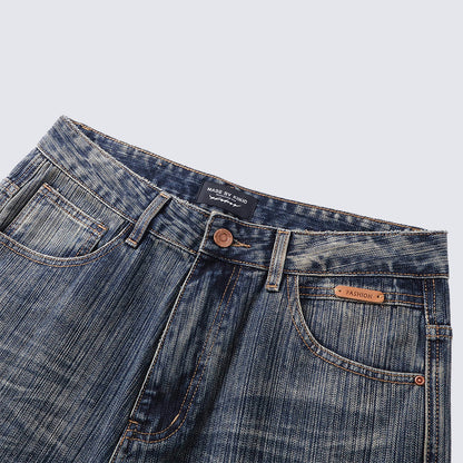 GUOWEAR Loose Straight Retro Jeans High-waisted Casual Washed Long Pants Unisex Trendy Pants