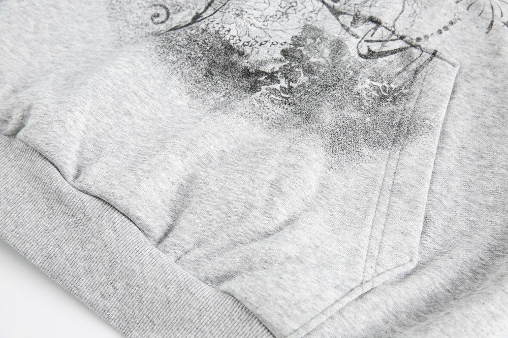 European and American Style Autumn Winter Fleece Hat Sweatshirt Hip Hop Printed Pattern Pullover Hoodie Street Fashion y2k Coat