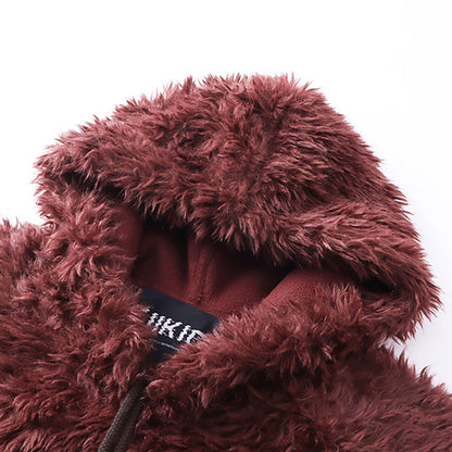 Plush Hooded Jacket Warm Loose Unisex Sweatshirt Trendy Versatile Autumn Winter European Style Couple Style