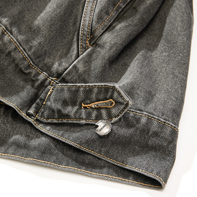 European and American High Street Fashion Trendy Brand Workwear Denim Jacket for Men2024Spring and Autumn Plus Size High-End Stylish Cool Jacket