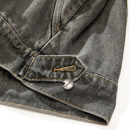 European and American High Street Fashion Trendy Brand Workwear Denim Jacket for Men2024Spring and Autumn Plus Size High-End Stylish Cool Jacket