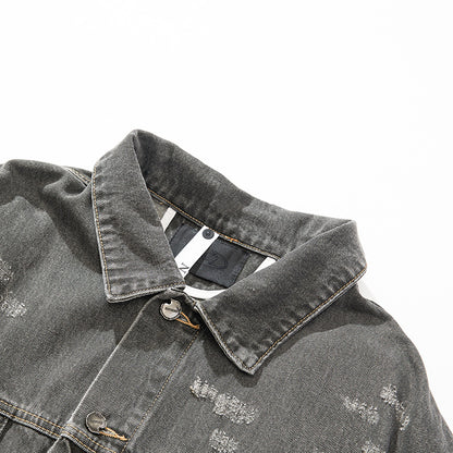 European and American High Street Fashion Trendy Brand Workwear Denim Jacket for Men2024Spring and Autumn Plus Size High-End Stylish Cool Jacket