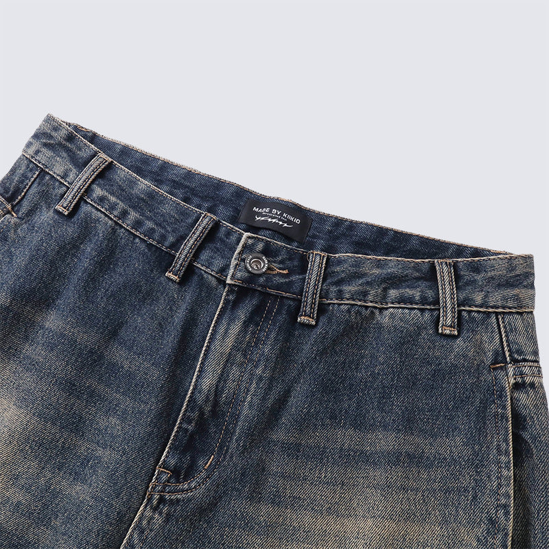 Washed High Waist Loose Jeans Unisex Trendy Casual Straight Wide Leg Pants Autumn Winter Versatile Long Washed Vintage