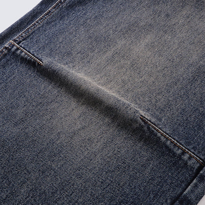 Loose Vintage Washed Jeans Men's straight-leg casual trousers Unique Patchwork Design High-quality Trendy