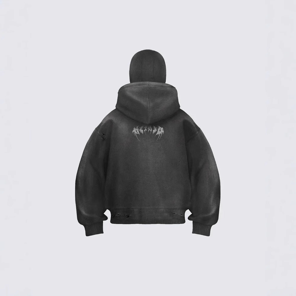 American Retro Street Zipper Hoodie Gothic Letter Star Sweatshirt for Men and Women2025New