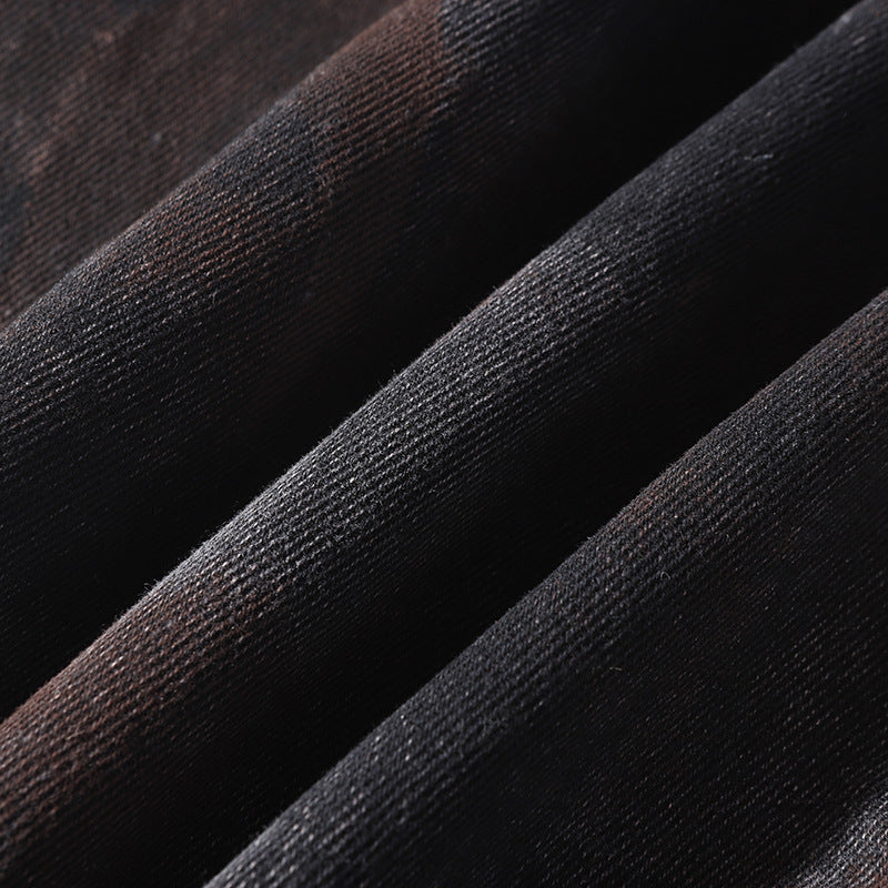 American-style Tie-dye Washed Vintage Loose Cargo Pants for Men Street Hip-Hop Jogger Jeans Trendy Designer Style