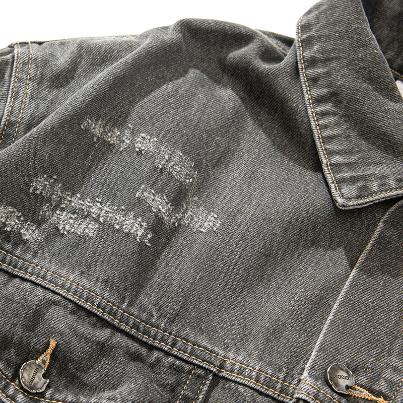 European and American High Street Fashion Trendy Brand Workwear Denim Jacket for Men2024Spring and Autumn Plus Size High-End Stylish Cool Jacket