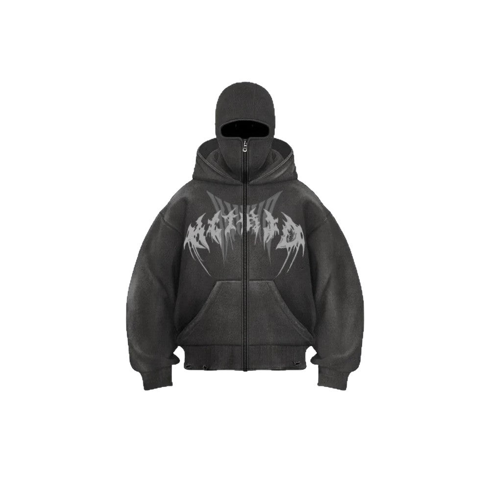 American Retro Street Zipper Hoodie Gothic Letter Star Sweatshirt for Men and Women2025New