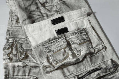 American Style Multi-Pocket Jeans for Men, Niche Retro Blue Wide-Leg Cargo Pants, Couple's European and American Trendy Pants, Cross-Border Trade