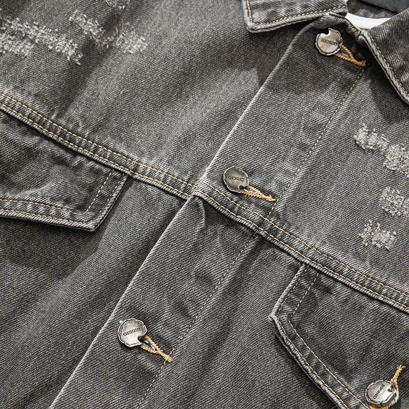 European and American High Street Fashion Trendy Brand Workwear Denim Jacket for Men2024Spring and Autumn Plus Size High-End Stylish Cool Jacket