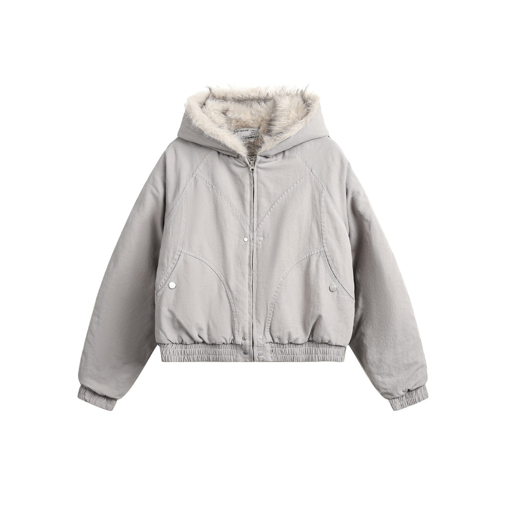 GUOWEAR Pearl Canvas Mountain Eagle Fleece-Lined Jacket American Street Wasteland Style Cotton Coat Men's Fleece-Lined Thickened Jacket