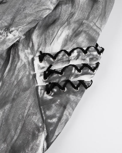 2025Autumn American High Street Heavy Craft Hand-painted Denim Jacket for Men and Women Retro Street Distressed Washed Jeans